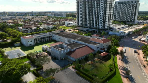 Aerial Video Downtown Doral Charter Elementary School