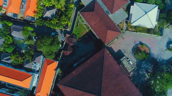 Flying Over The Roofs Of The City In Bali