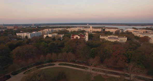 Charleston park with Citadel Military College