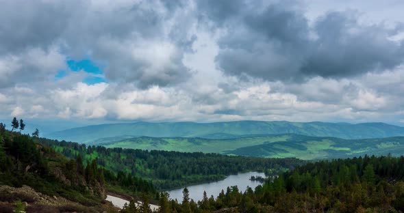 Mountain Lake Timelapse at the Summer or Autumn Time