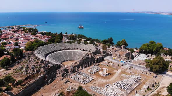 Ancient Theater and Mediterranen Sea