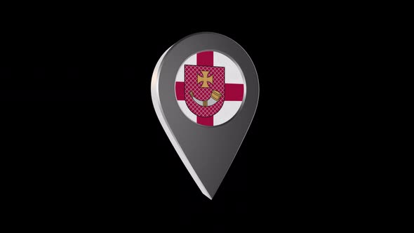 3d Animation Map Navigation Pointer With Flag Of Ventspils (Latvia) With Alpha Channel - 2K