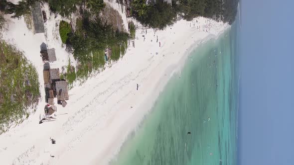 Zanzibar Tanzania  Vertical Video of the Ocean Near the Coast Slow Motion