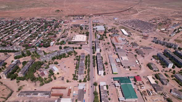 Drone View of the Small Town of Balkhash