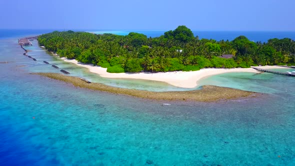 Drone seascape of lagoon beach by lagoon and sand background