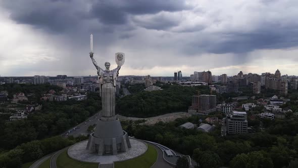 Kyiv, Ukraine: Aerial View of the Motherland Monument