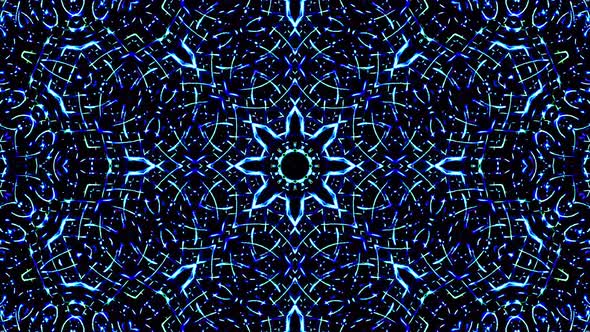 Bright abstract light flickering streaks set blue color, kaleidoscope alt