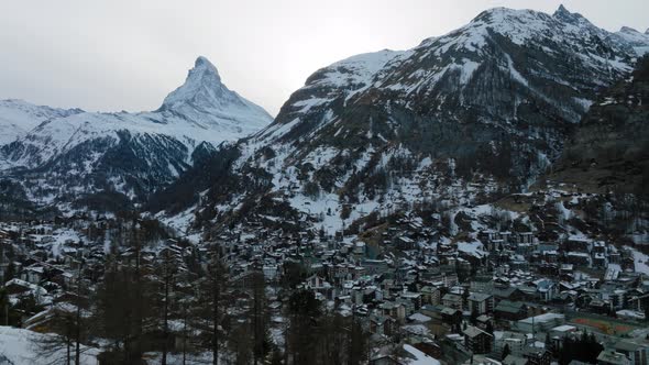 Scenic View of Snowcapped Matterhorn Mountain Peak