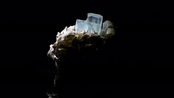 A stunning double crystal of Argentinian aquamarine in a matrix of muscovite.