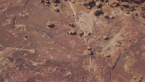 Aerial shot of rock art in Txitundo Hulo in Angola, Africa
