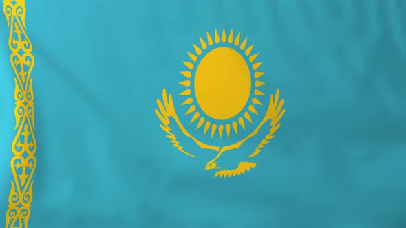 Flag of Kazakhstan waving in the wind, seemless loop animation