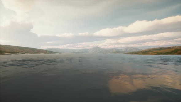 Beautiful Calm Lake with Sunset alt