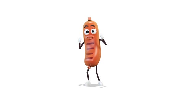 Sausage Talking on White Background