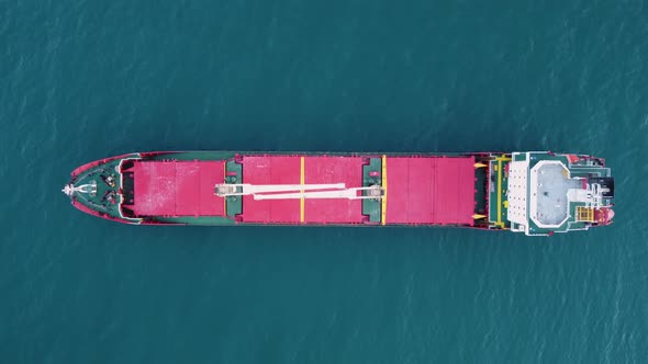 Large General Cargo Ship Tanker Bulk Carrier Aerial View