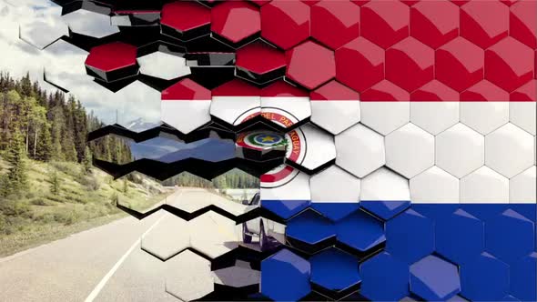 Paraguay Flag Hexagon Transition - 4K Resolution