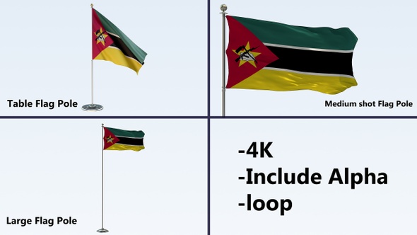 Mozambique Flag Pole Pack 4k-Loop