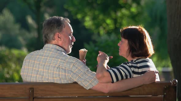 Happy Senior Couple Relaxing Park Together