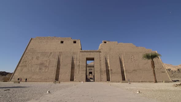 Temple of Medinet Habu. Egypt, Luxor. The Mortuary Temple of Ramesses III at Medinet Habu Is an