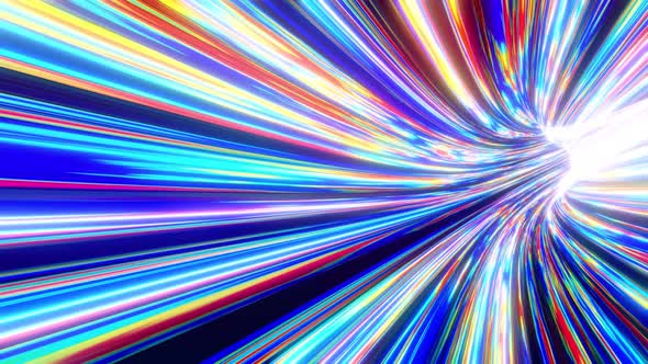 3d Vj Loop Abstract Background with Futuristic Flow of Multicolor Glow Lines