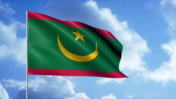 Raising patriotic spirit with flag of Mauritania