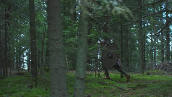 Warrior Running in The Forest