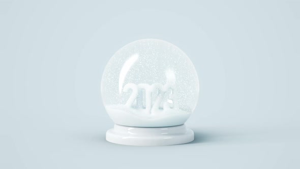 Glass Snow Ball with 2023 and Falling Snow Inside
