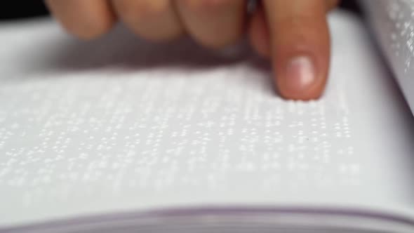 Reading Braille the Man Learns To Read Braille. Close Up alt