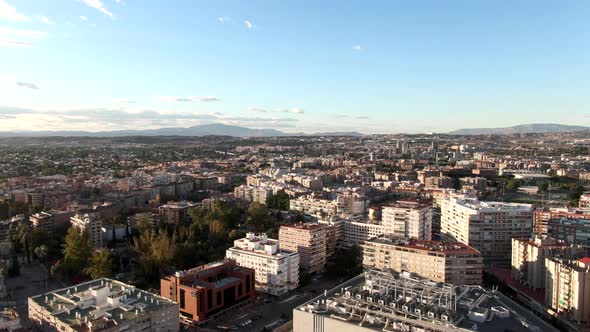 Aerial cityscape view of Murcia in Spain. Beautiful summer day in a European town