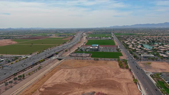 Beautiful Highway Arizona on the Mountain with Traffic Line in Interstate Expressway Near Phoenix