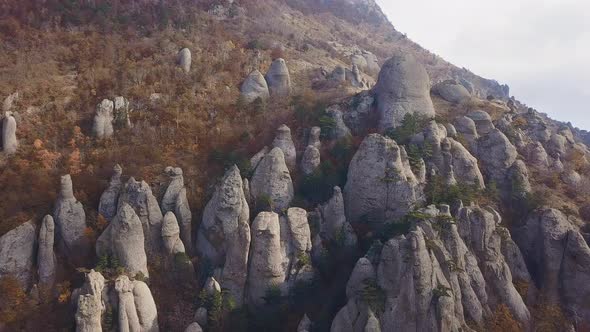 Panoramic View of the Mountain Peaks During Sunset