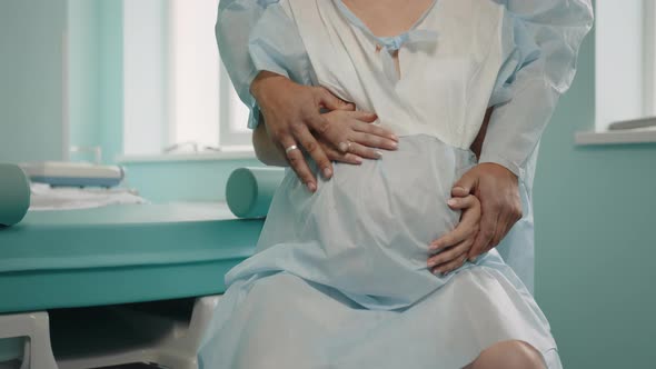 Caucasian Pregnant Feeling Strong Pain During Contractions at Hospital Ward