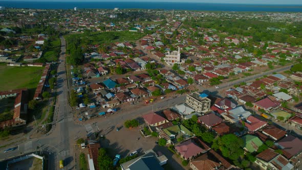 Aerial view of Tanga city, Tanzania