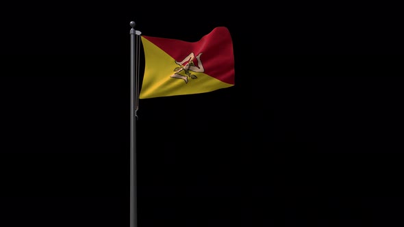 Sicily Flag With Alpha 4K