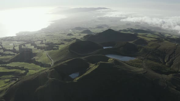 Aerial view of Lagoa das Eguas, Azores, Portugal.