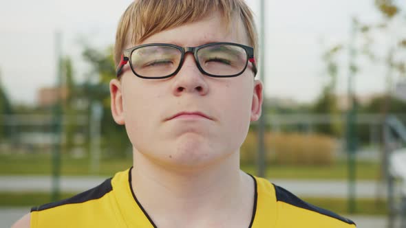 Young boy on a basketball court