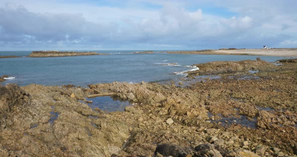 The lighthouse in Goury, Cap de la Hague, Cotentin peninsula, France