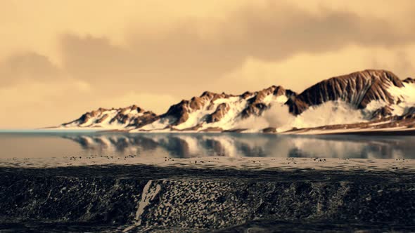 Coastline of Antarctica with Stones and Ice