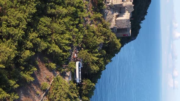 Vertical Video Alanya Castle  Alanya Kalesi Aerial View