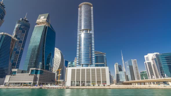 Panoramic Timelapse Hyperlapse View of Business Bay and Downtown Area of Dubai