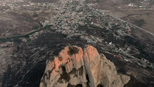 Bernal Peak - Peña de Bernal Monolith From Above Near San Sebastian Bernal In Queretaro, Mexico. - a
