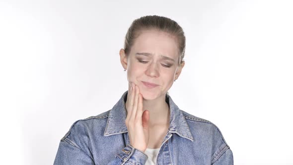 Toothache Casual Young Woman with Tooth Infection