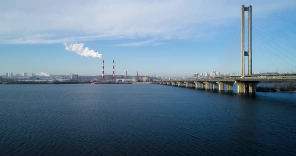 Aerial View of the Waste Incinerator Plant With Smoking Smokestack