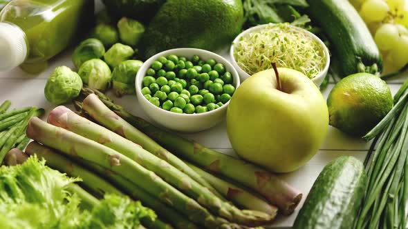 Green Antioxidant Organic Vegetables, Fruits and Herbs