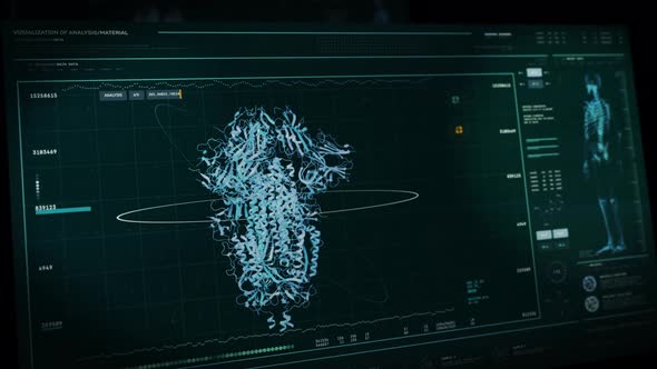 Medical Research Of Covid-19 Spike Protein Structure In Microscopic Scanner alt