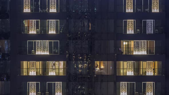 Windows Lights in Modern Office and Residential Buildings Timelapse at Night