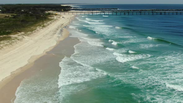 Flying towards the Gold Coast seaway , Golden  beaches and waves rolling in. Queensland Australia,