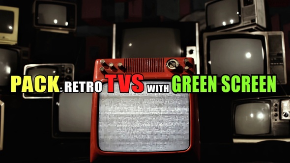 Pack of Retro TVs with Green Screen. 4 Clips. 4K Resolution.