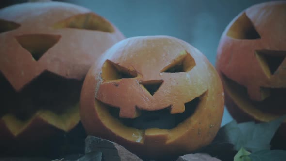 Carved Pumpkins, Scary Symbols of Halloween Holiday