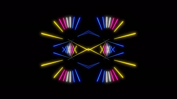 Abstract geometric animation. Neon lights. Glowing gradient.