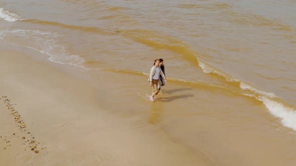 Walking on the beach Summer Baikal lake Olkhon island